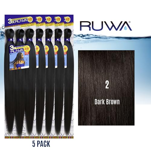 Pre-Stretched Braiding Hair Extensions 48 Inch - 5 Pack Dark Brown