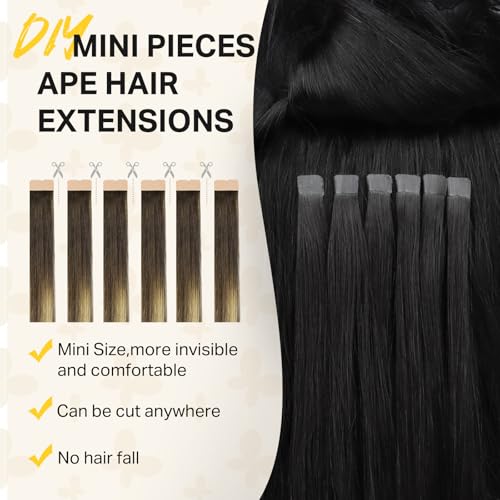 DOORES Tape in Weft Hair Extensions Human 16" 35g Invisible PU