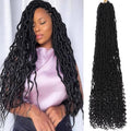 36 Inch Goddess Faux Locs Crochet Hair - 7 Packs Natural Black with Curly Ends