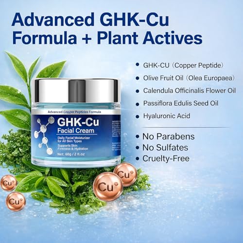 GHK-Cu Copper Peptide Face Cream, Peptides for Skin Firmness & Hydration, Daily Moisturizer with GHK-Cu