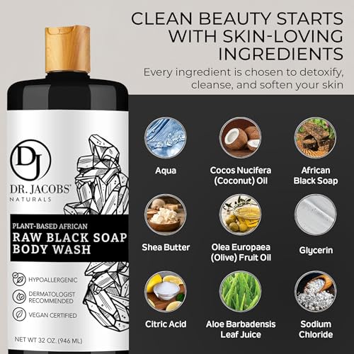 African Black Soap All-In-One Cleanser 32oz - Shea Butter & Aloe, Sensitive Skin