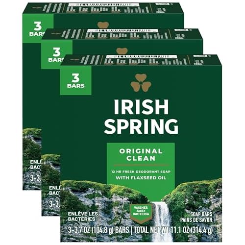Irish Spring Deodorant Bar Soap, Original, Green, 11.1 Ounce (Pack of 3)