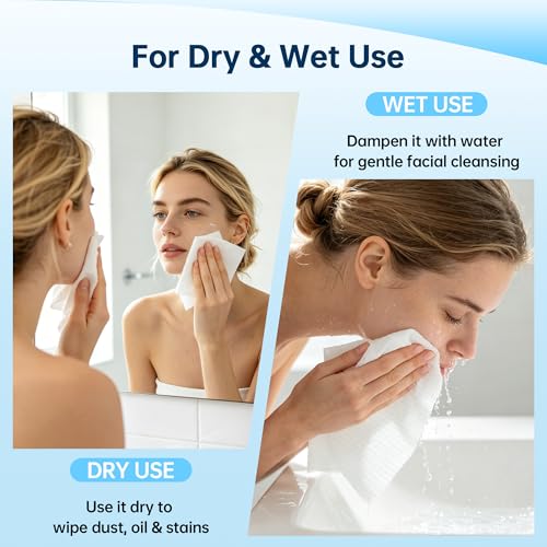 600 Count Disposable Biodegradable Face Towels - Gentle Makeup Remover & Travel Wipes - HOMERHYME Variation of 1 Pack