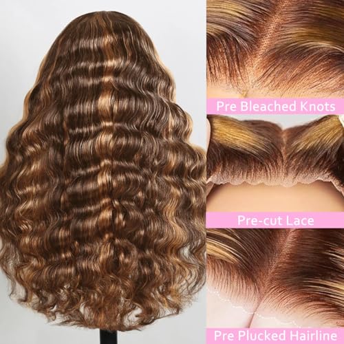 26 Inch Honey Blonde Highlight Human Hair Wig Glueless Bob Style - Variation of Highlight / 26 Inch