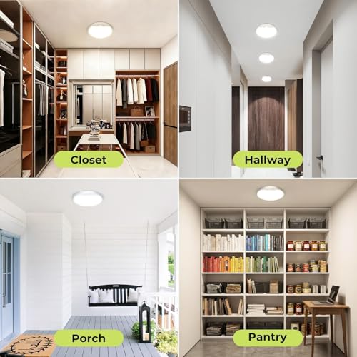 Hepside 4 Pack Motion Sensor Ceiling Light 7 Inch 15W, Adjustable Color & Timer