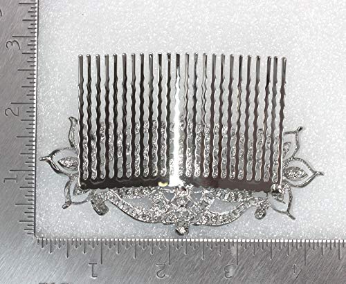 Large Red Floral Hair Comb with Rhinestones for Wedding & Party