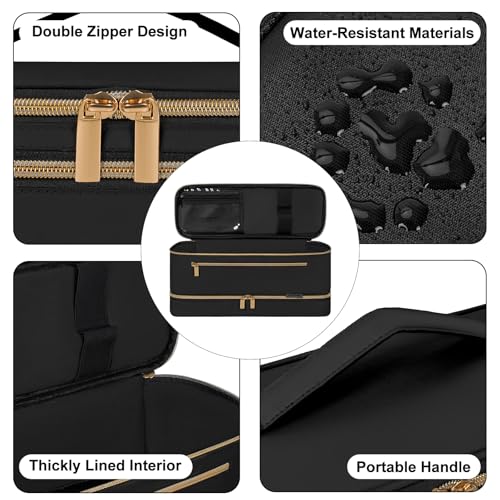 Travel Carrying Case for Shark Flex Style,Double Layer Storage Case,Portable Storage Organizer Bag for Shark Flexstyle and Attachments,Black Gold(Only Bag)