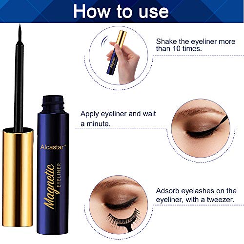 Alcastar Magnetic Eyelashes with Eyeliner Kit,Natural Magnetic Eyelash,Water, proof Reusable Long Lasting, Easy Apply (Mink Fluffy7-222)