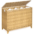 Laundry Hamper with 4 Removable Liner Bags - 176L Natural Rattan & Iron Frame - With Lid