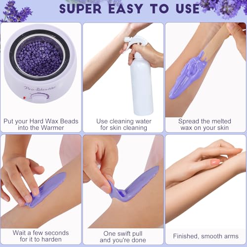 Hard Wax Beads for Sensitive Skin - 1.5 lb Brazilian Waxing Kit with Wooden Sticks