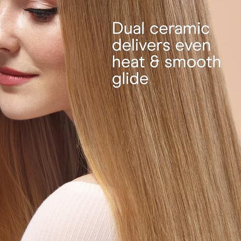 Conair Double Ceramic Flat Iron, 1-Inch Flat Iron, 5 Digital Temp Settings Up to 410¡ÆF, Extra-Long Plates, For All Hair Types and Textures, White