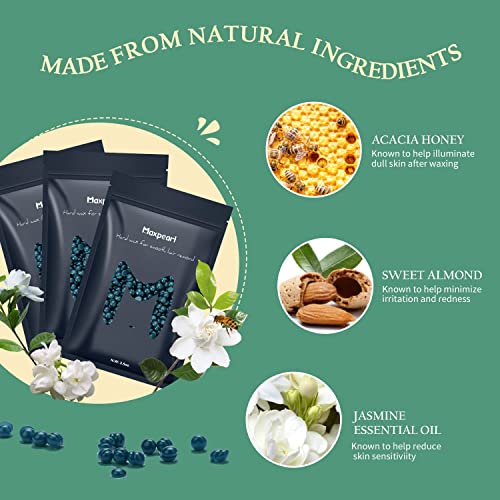 Maxpearl Hard Wax Beads 1LB + 10.5OZ - Brazilian, Bikini Waxing, Face, Eyebrows, Underarms, Arms, Chest, Back, Legs, Jasmine & Coconut Formula