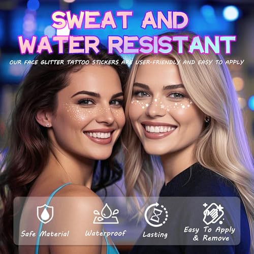 VANERIA Glitter Freckles Face Tattoo 8 Counts,Sparkle Freckles,Waterproof Long Lasting,Freckle Makeup for Festivals,Parties and Cosplay,Face Glitter for Women(Gold Freckles)