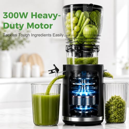 OSTBA 300W Cold Press Slow Masticating Juicer with 5.8-Inch Wide Feed Chute - Black