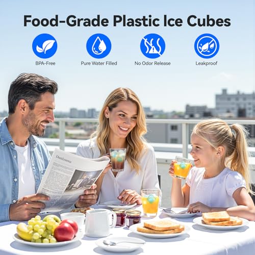 720 Pack Reusable Ice Cubes - Blue & White Refreezable Plastic Ice Cubes