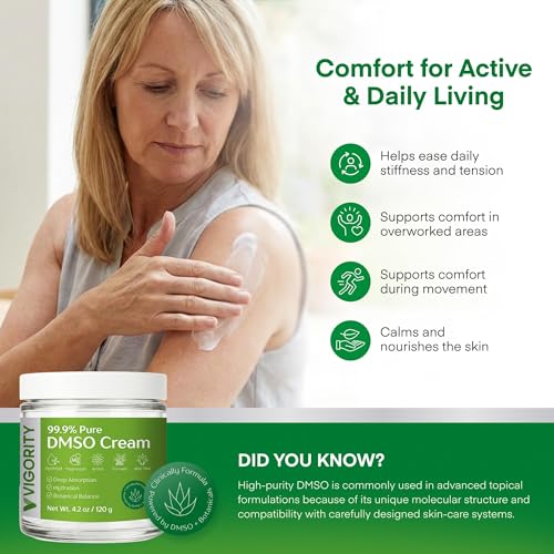 Vigority DMSO Cream 4.2oz - 99.9% Pure Topical Joint & Muscle Support with Arnica & Aloe Vera