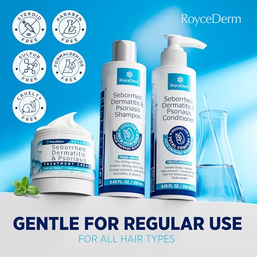 Seborrheic Dermatitis & Psoriasis Cream, Shampoo & Conditioner Set - Scalp Relief