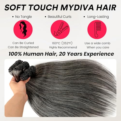 Salt and Pepper Grey Human Hair Bundles - Straight Sew-In Weave Extensions