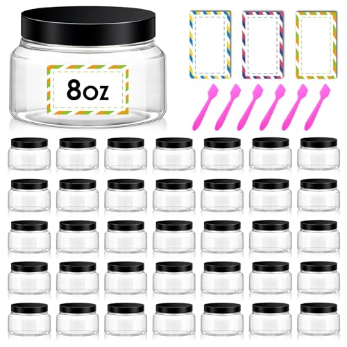 8 oz Plastic Cosmetic Containers with Lids - Black, 36 Pack, Travel-Friendly, Variation of THIS listing