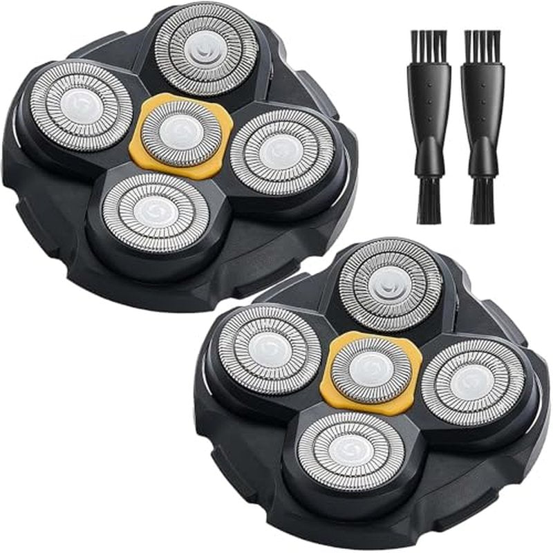 2PCS Head Shaver Replacement Heads for Microtouch Titanium Head Shaver MTTTBHS, 2 Cleaning Brush