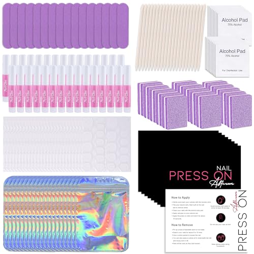 NailSlowee 50 Set Press On Nail Prep Kit B-purple | Disposable Nail Packaging & Tools