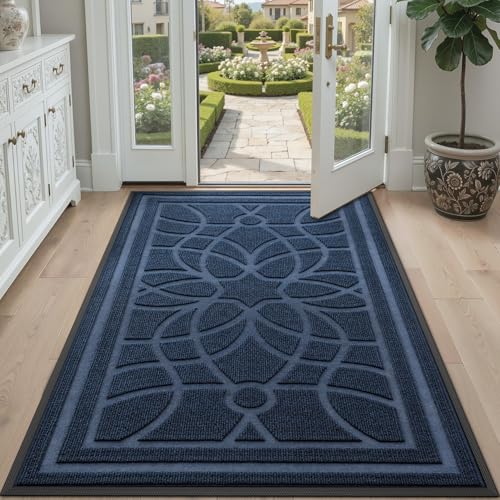 Heavy Duty Outside Entrance Door Mat 4x6 Blue Non Slip All Weather Resistant