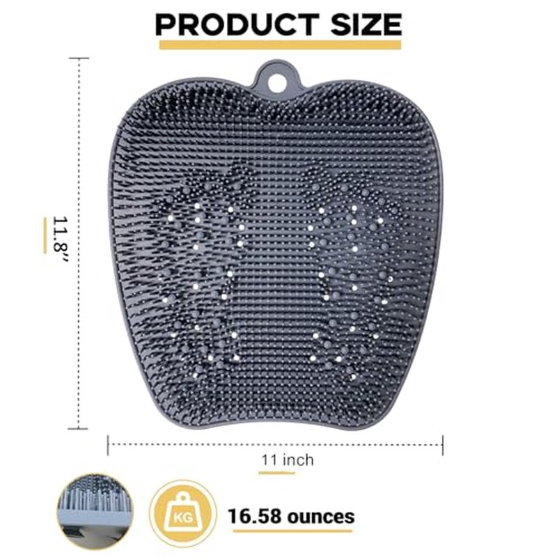 Extra Thicker & Larger Foot Scrubber Mat for Shower, Silicone Back Body Exfoliator Massager Cleaner Washer with Non Slip Suction Cup, Exfoliating Scrub Brush Pad for Women Men Elderly