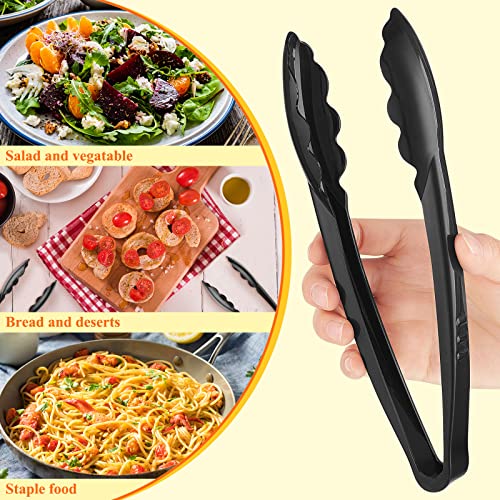 150 Pack Black Plastic Serving Tongs 9 Inch Disposable Kitchen Utensils