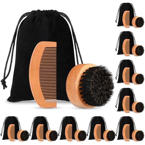 Sabary Circle Men's Beard Grooming Kit - 10 Sets with Brush & Comb, Travel Bag