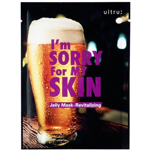 I'M SORRY FOR MY SKIN Jelly Face Mask Korean Skin Care, Fun Hydrating Sheet Masks Set, Holiday Self-Care Gifts for Women, Cute Skincare Stocking Stuffers, Pack of 10 (Beer Revitalizing Mask)