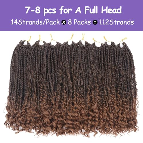 Goddess Box Braids Crochet Hair 14 Inch Boho Style - #T30 (8 Packs)