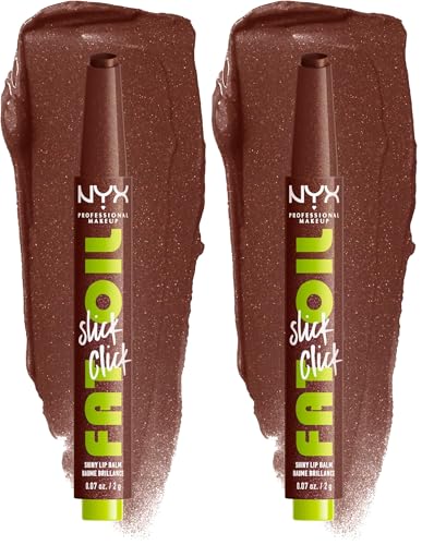 NYX Professional Makeup Fat Oil Slick Lip Balm Pack of 2 - Vegan, Hydrating, Buildable, 0.07 oz