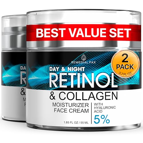 Retinol Face & Neck Moisturizer 1.85 Fl Oz 2-Pack Collagen Hyaluronic Acid Anti-Aging