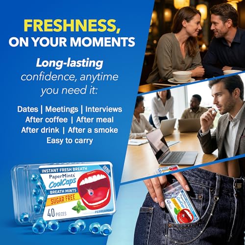 Breath Freshening Mints Sugar-Free Peppermint Capsules 4-Pack of 40 - Mint / 4 Boxes