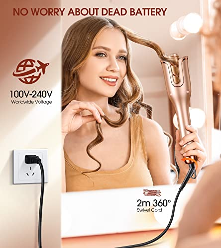 Automatic Hair Curling Iron with Large 1-Inch Barrel, 4 Heat Settings & Auto Shut-Off