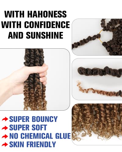 Pre-twisted Passion Twist Crochet Hair 10 Inch 8 Pack Ombre Black Blonde Brown - Soft & Bouncy Synthetic Extensions T1B/30/27
