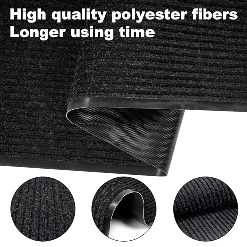 Foriy 3'x16'5" Indoor Outdoor Commercial Floor Mat Black - Cuttable Rug for Home & Entrance