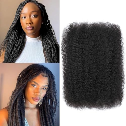 1B Afro Kinky Curly Human Hair Bundle - 16 Inch, Natural Black, 50g