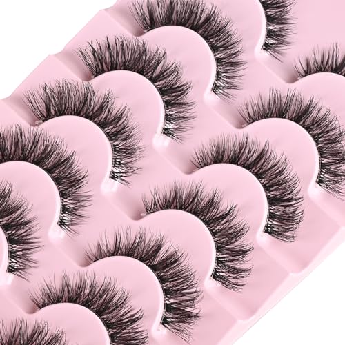 FARRED Cat Eye Lashes Natural Eyelashes Short Wispy Lash Strips Volume Cateye False Eyelash Medium Length Fake Lashes Natural Looking Hybrid Clusters Full Demi Wispies Strip Pesta?as (A1 | 8-14MM)