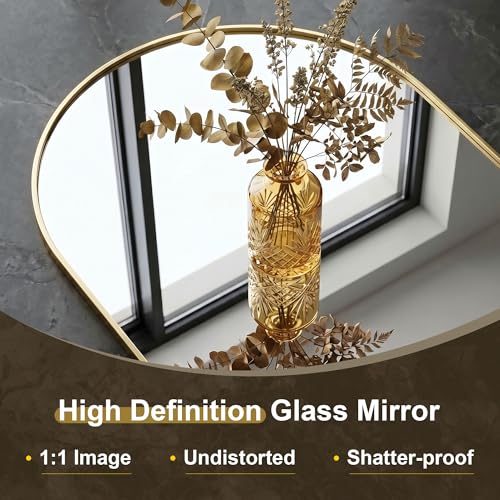 AMOISE Gold Arched Wall Mirror 30x20 Inches, Pack of 2 - Elegant Bathroom Vanity Decor