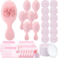 Pink Butterfly Wedding Party Favor Set - Mirror & Hair Brush with Coquette Bow Variation