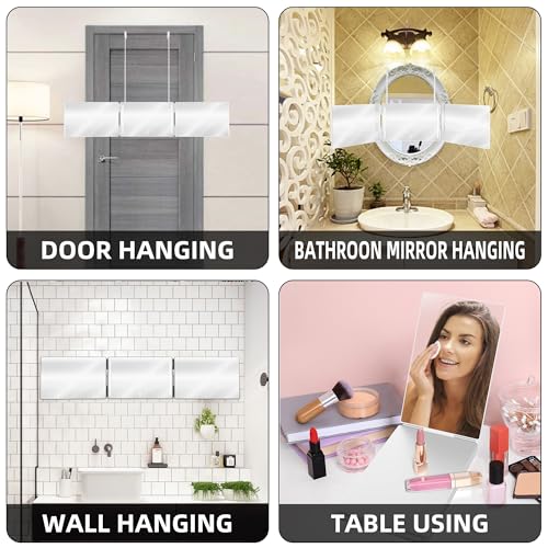 White LED 3-Way Mirror for Back of Head & Hair Braiding with Telescoping Hooks