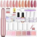 SAVILAND Builder Nail Gel Kit with Nail Drill – 18 Pieces, 6 Colors, UV Lamp, Nail Tips & Tools