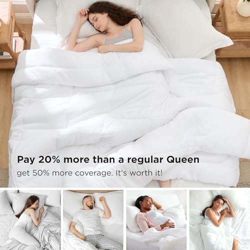 Oversized Queen Comforter Duvet Insert - White Quilted All-Season Bedding