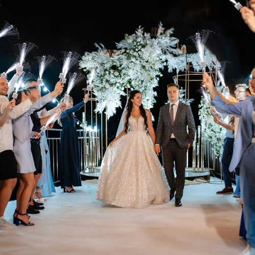 100 Pcs White LED Fiber Optic Sparklers for Weddings Birthday Party Supplies - 3 Light Modes - Variation of THIS listing