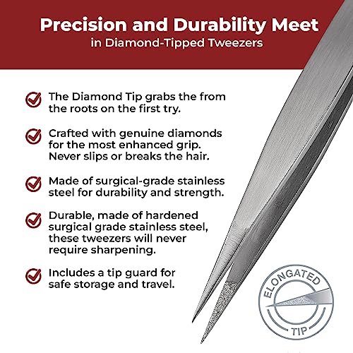 Professional Diamond Tip Tweezers for Precision Hair and Splinter Removal