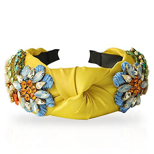 Rhinestone Crystal Headbands for Women Hair Accessories Jewelry - Yellow