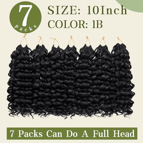 12 Inch Curly Crochet Hair - Pack of 7, 1B - Lightweight Synthetic Style for Women