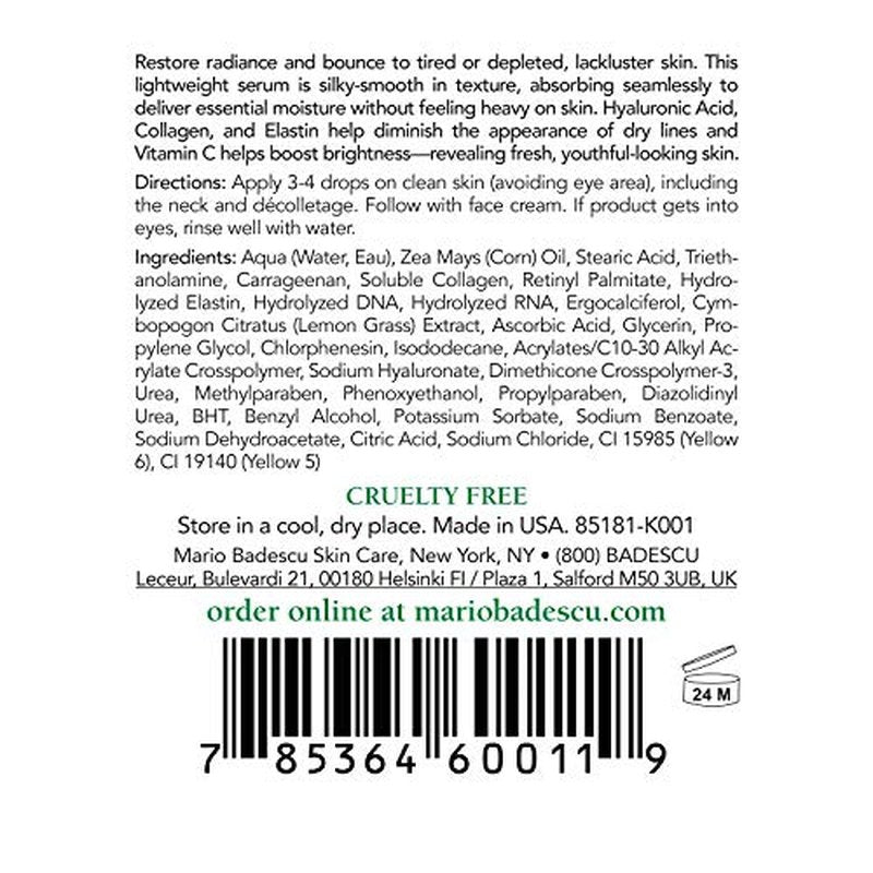 Mario Badescu Hyaluronic Emulsion with Vitamin C Face Serum - Skin Brightening Serum with Hydrating, Light, Silky Formula - Restores Radiance for Fresh and Youthful Skin, 1 Fl Oz