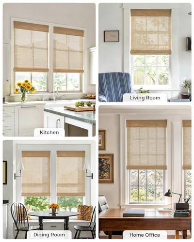 LazBlinds No-Drill Bamboo Roman Shades 20 W x 48 H Star-Brown